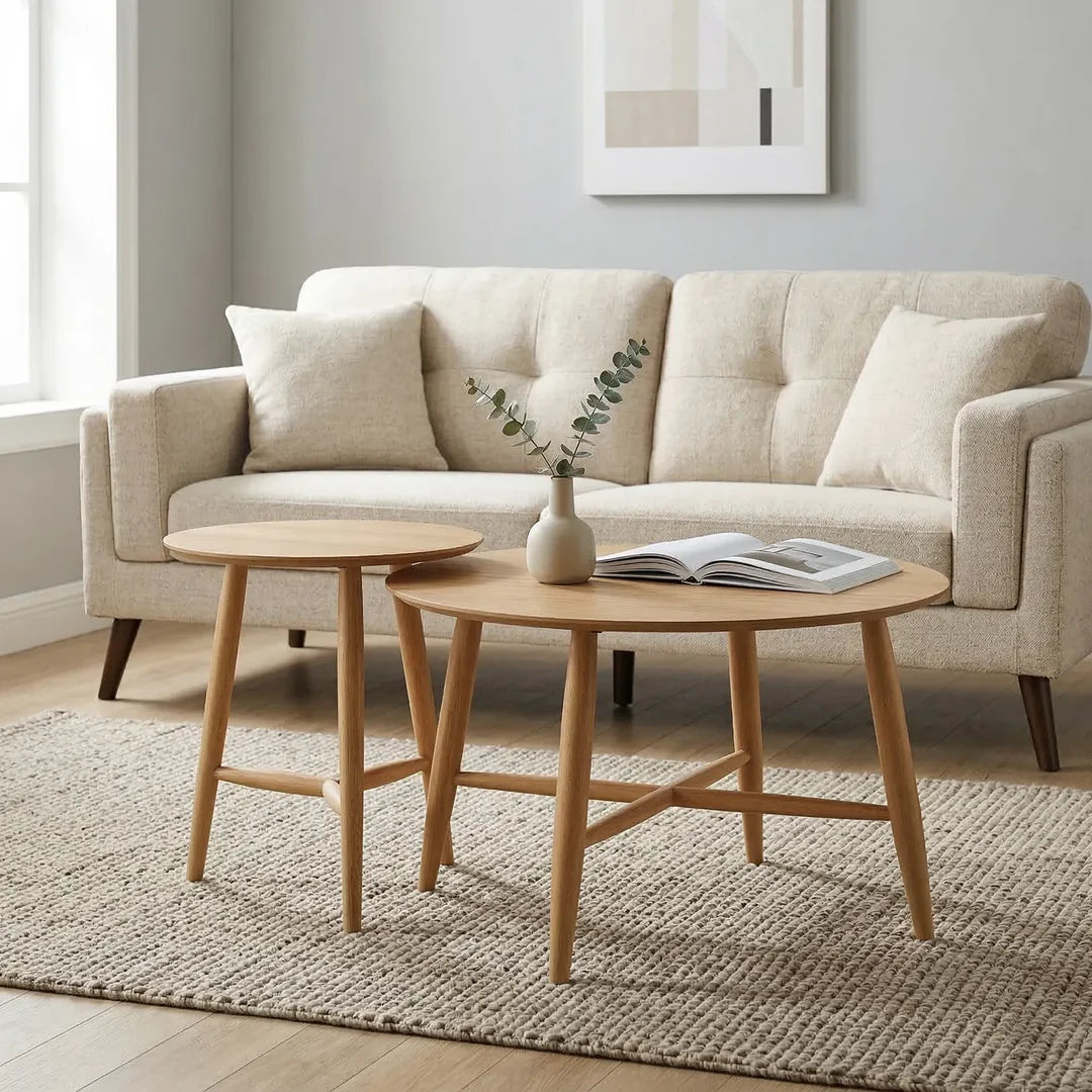 Sander Coffee & Side Tables – Set of 2 | Natural Oak