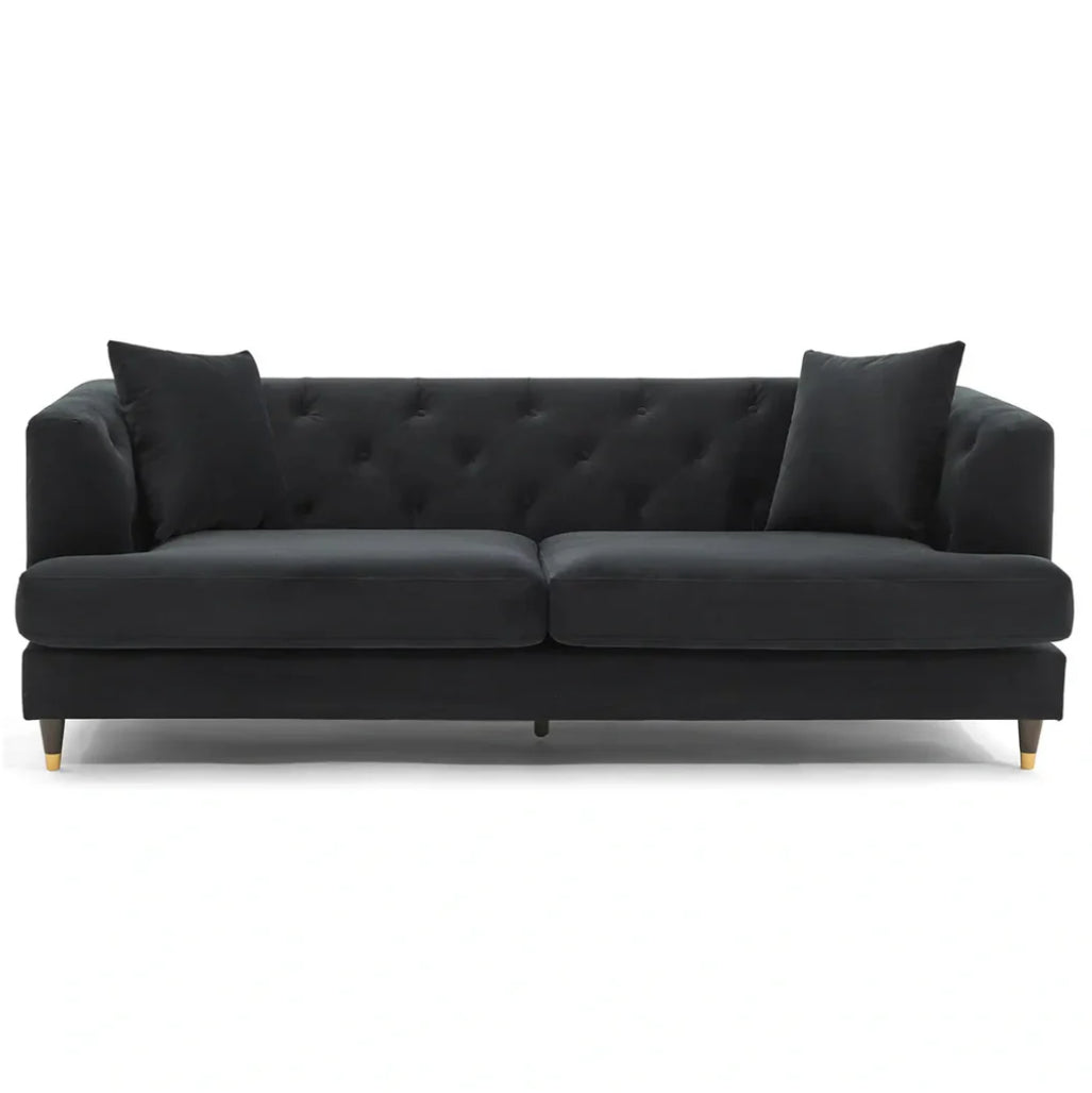 Tribeca Velvet Sofa – 3 Seater | Black