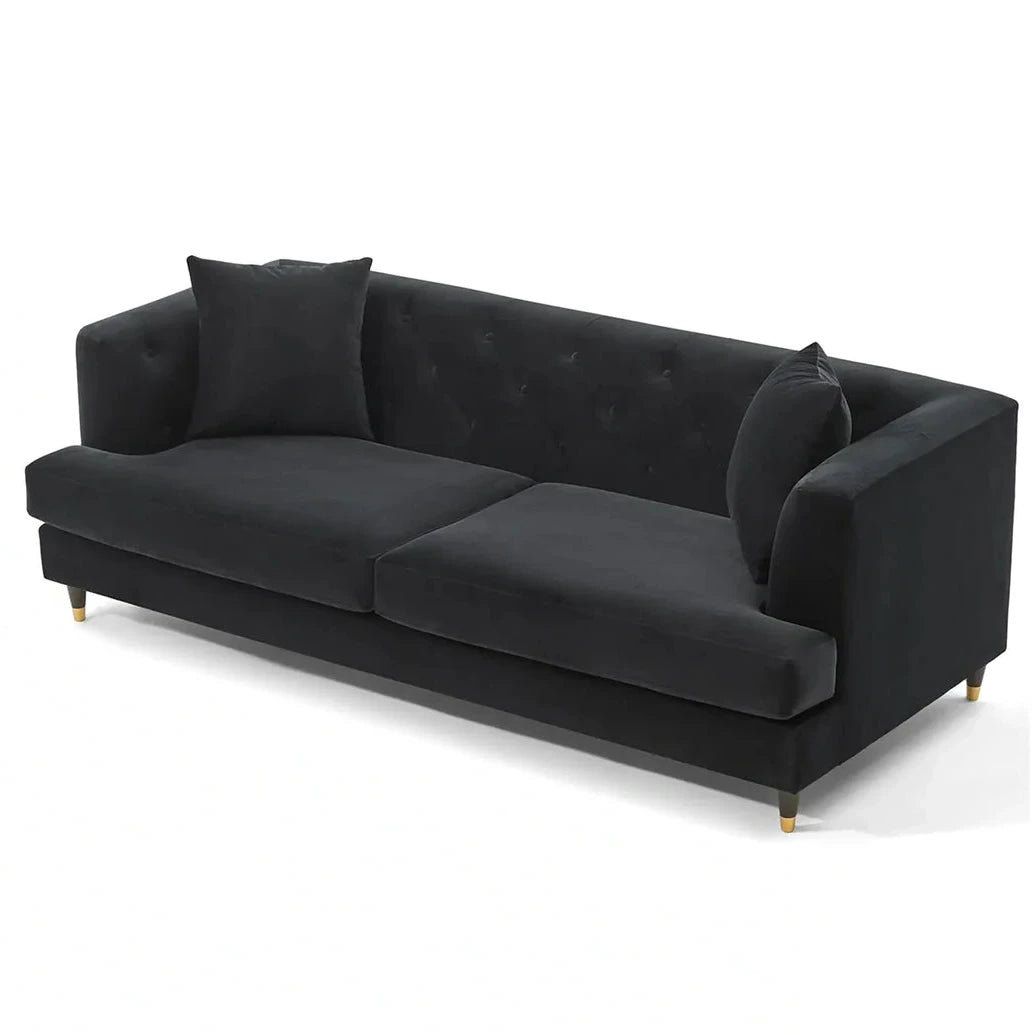 Tribeca Velvet Sofa – 3 Seater | Black