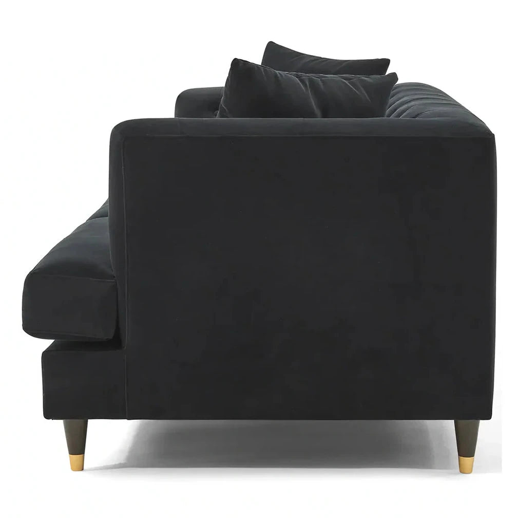 Tribeca Velvet Sofa – 3 Seater | Black