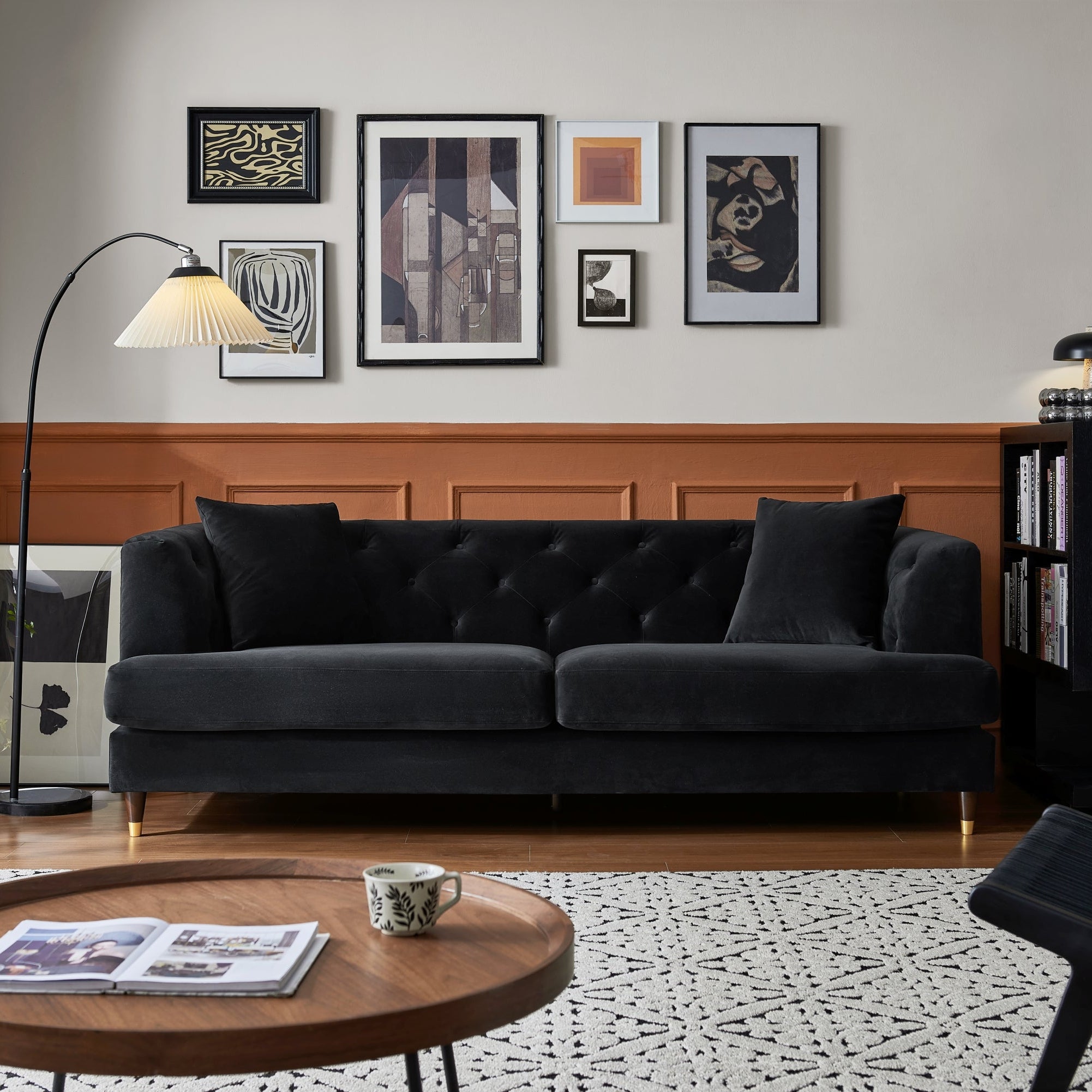Tribeca Velvet Sofa – 3 Seater | Black