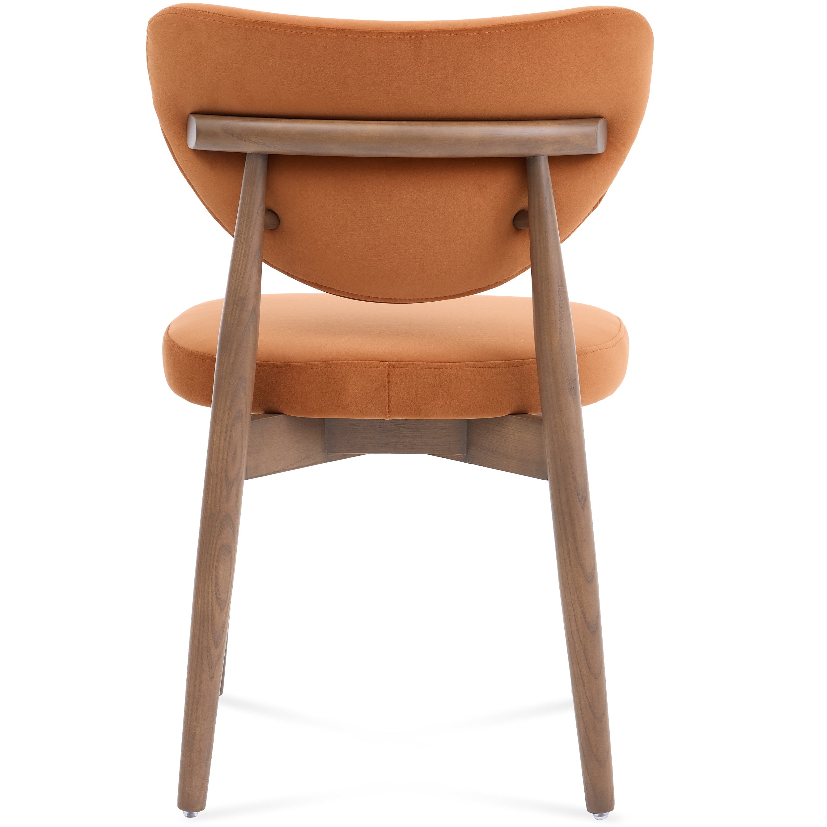 Orange chair with wooden legs on a white background
