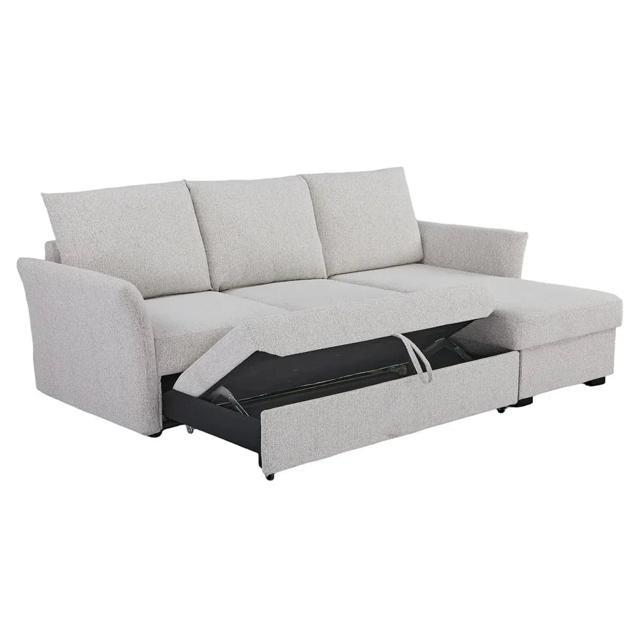 Velin Corner Sofa Bed (Storage) – 3 Seater | Beige
