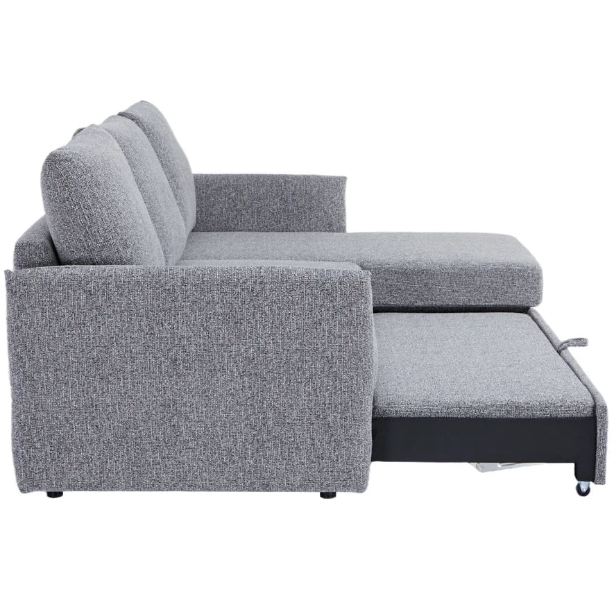 Velin Corner Sofa Bed (Storage) – 3 Seater | Dark Grey