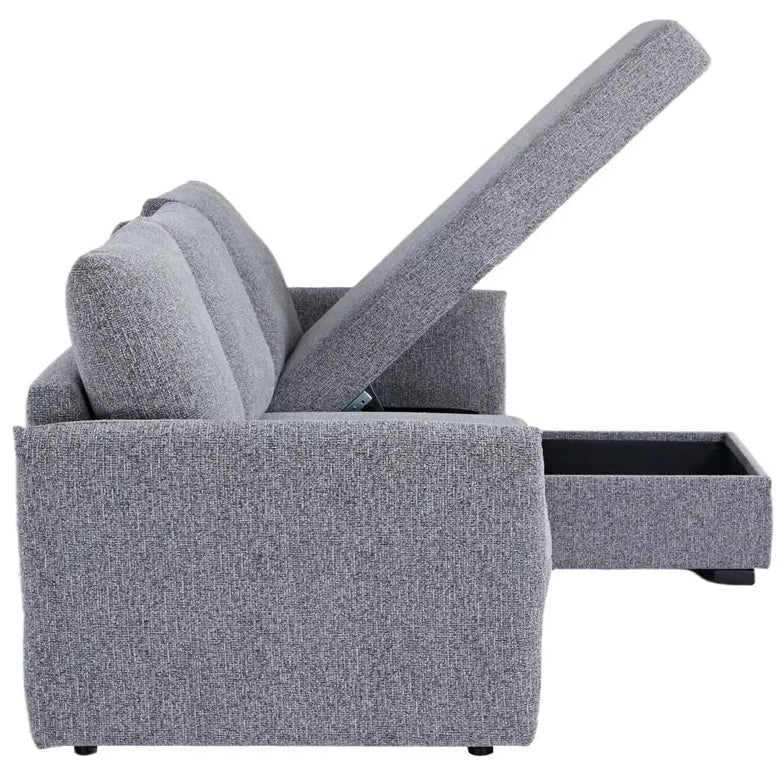 Velin Corner Sofa Bed (Storage) – 3 Seater | Dark Grey