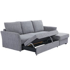 Velin Corner Sofa Bed (Storage) – 3 Seater | Dark Grey