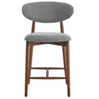 Wisby Bar Stool – Grey Fabric | Walnut Finish