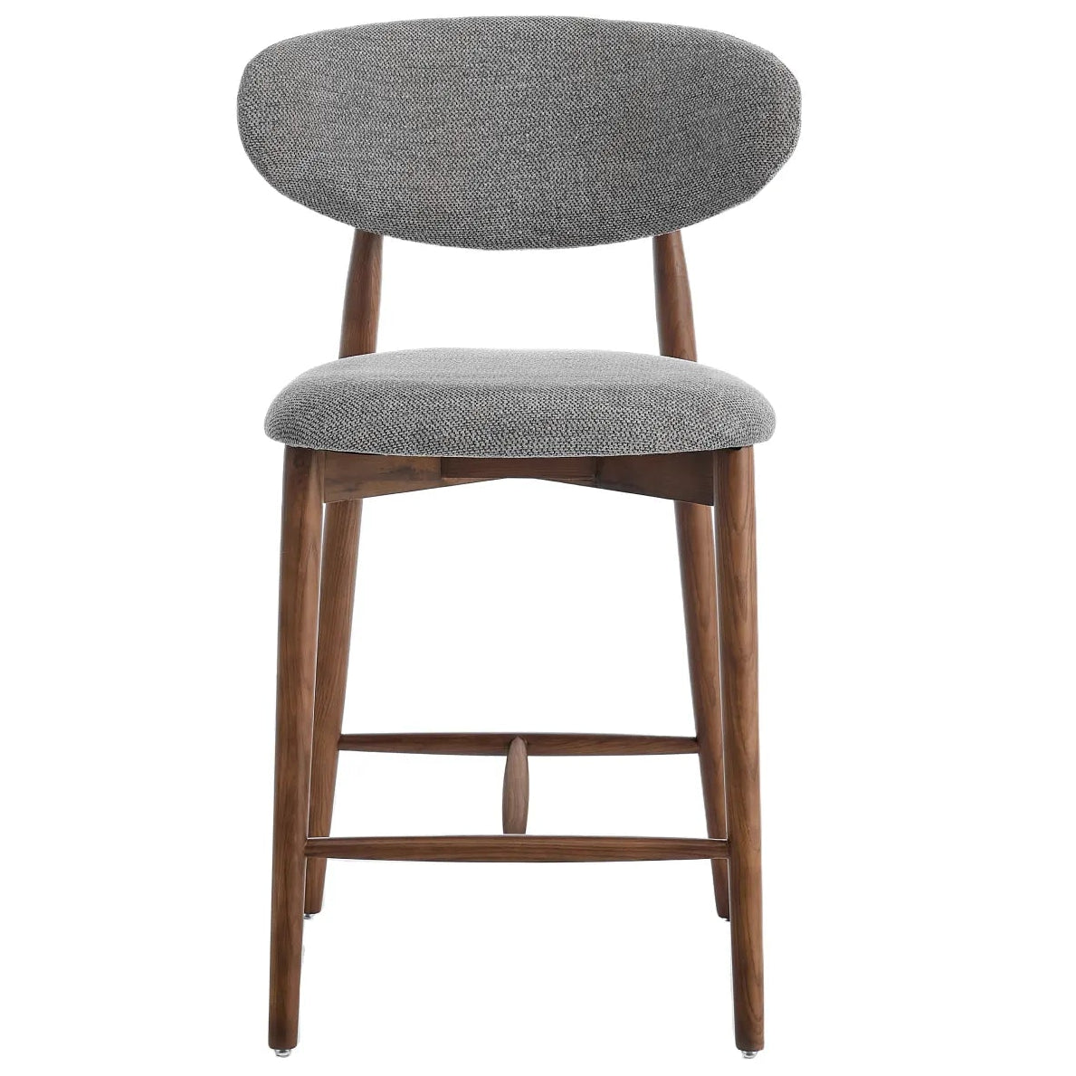 Wisby Bar Stool – Grey Fabric | Walnut Finish