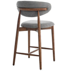Wisby Bar Stool – Grey Fabric | Walnut Finish