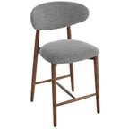 Wisby Bar Stool – Grey Fabric | Walnut Finish