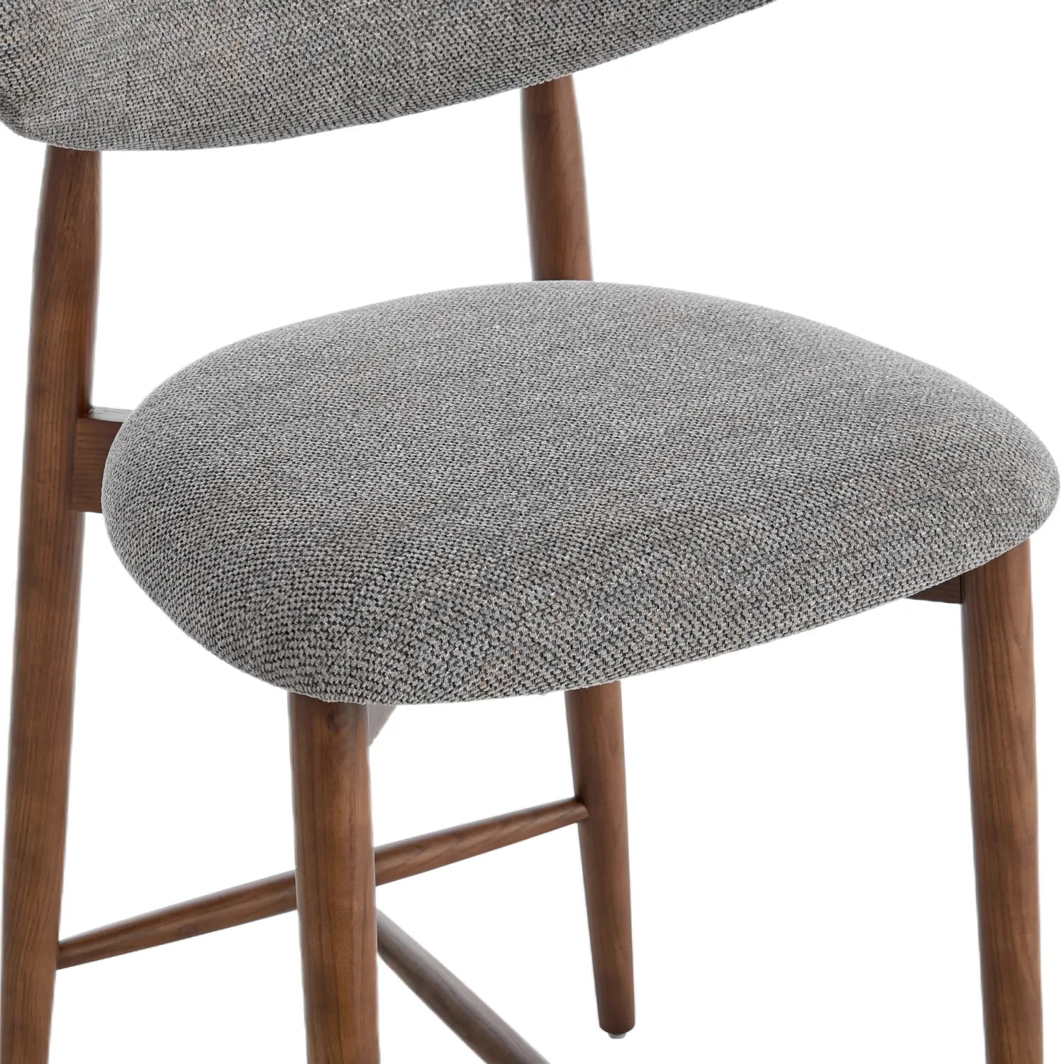 Wisby Bar Stool – Grey Fabric | Walnut Finish