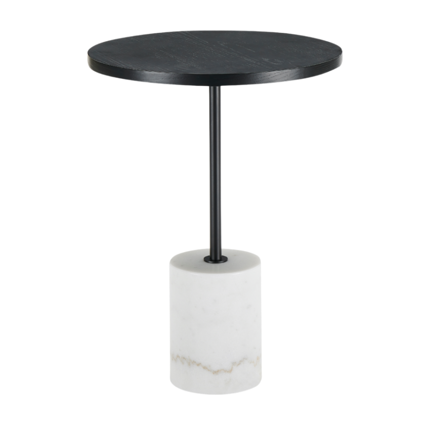 Basil Lamp Table – White Marble Top | Round