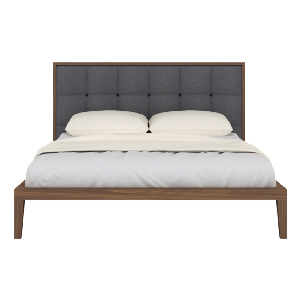 Calla Bedframe – Grey Weave | Walnut