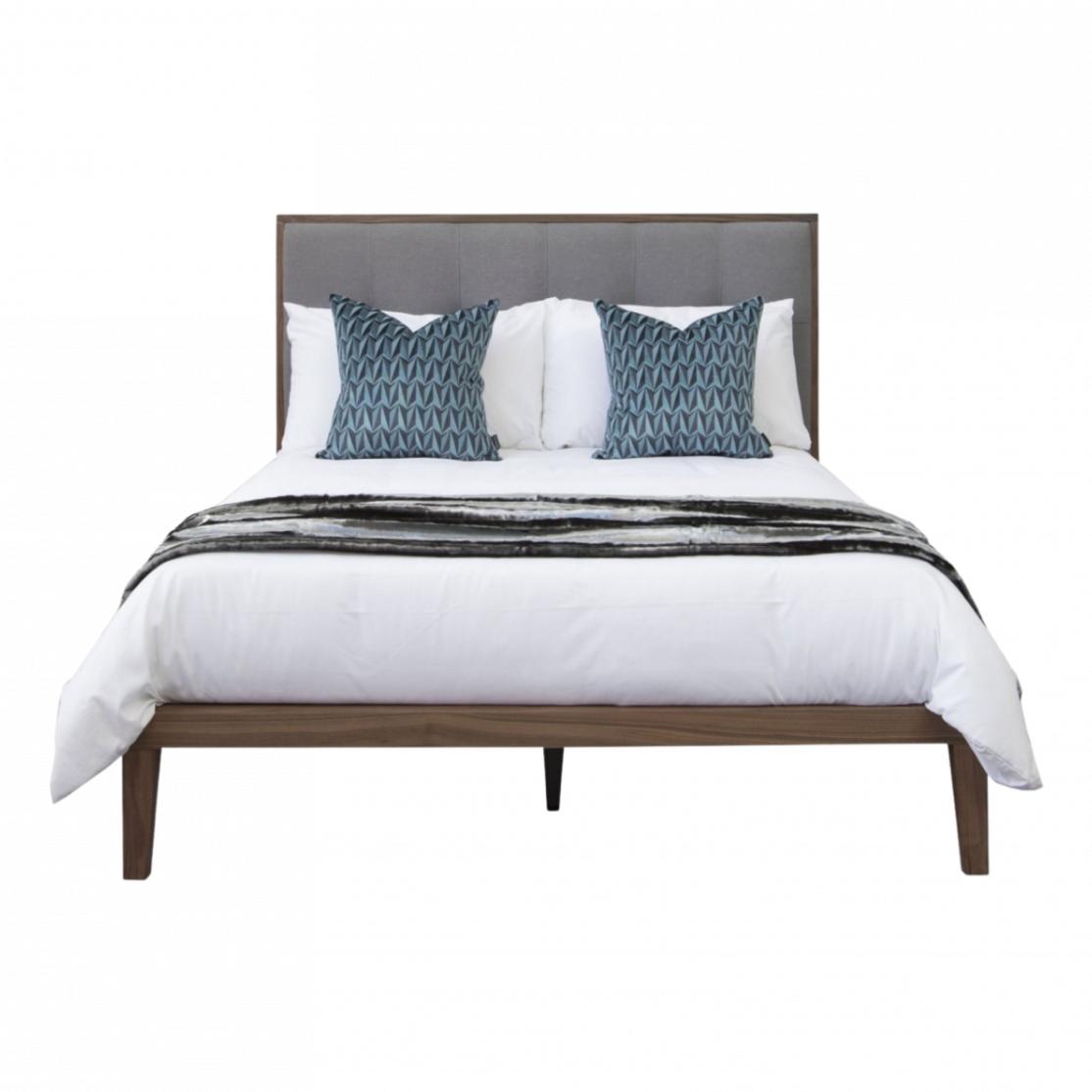 Calla Bedframe – Grey Weave | Walnut