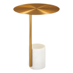 Violet Lamp Table – White Marble & Gold | Round