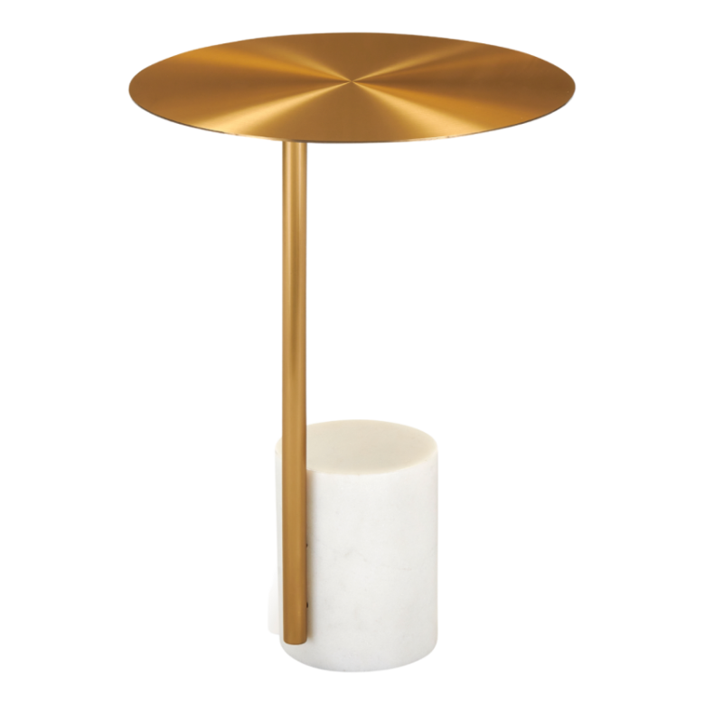 Violet Lamp Table – White Marble & Gold | Round