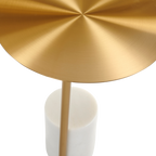 Violet Lamp Table – White Marble & Gold | Round