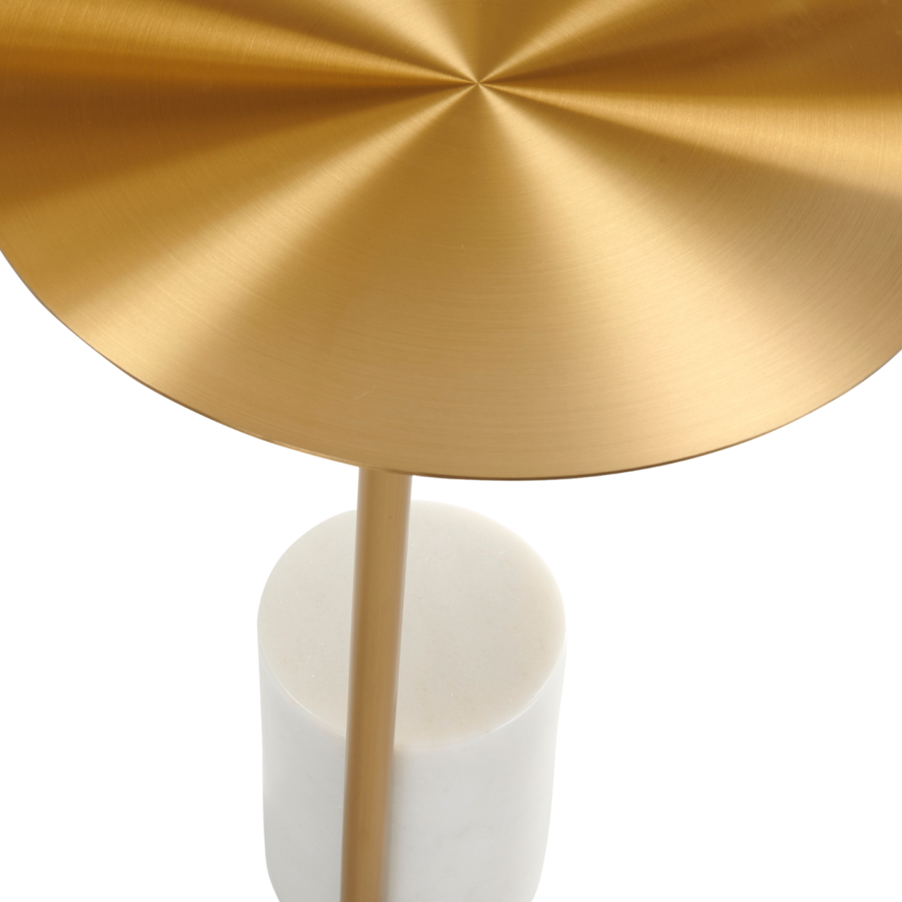 Violet Lamp Table – White Marble & Gold | Round